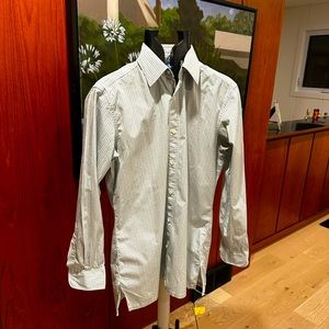 Charvet Dress Shirt - 15.5 39 - Made in Paris - Green, navy and white check